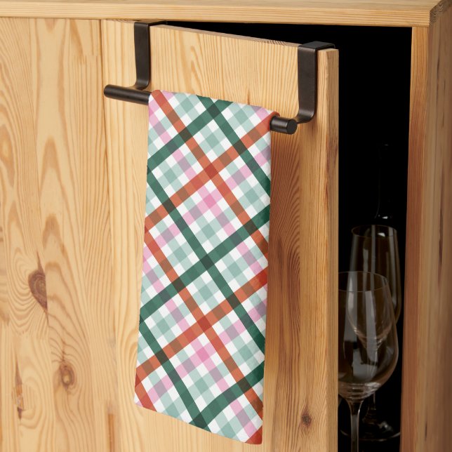 Modern Plaid Christmas  Tea Towel (Thirds Fold)