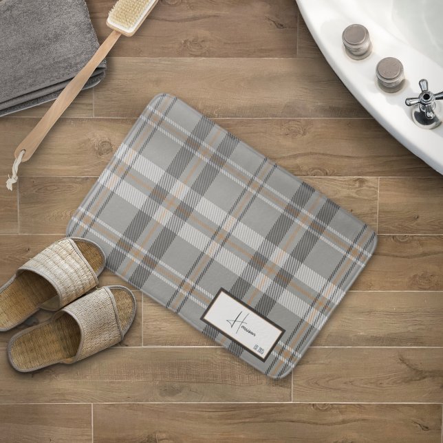 Modern Plaid Cloud Grey Bath Mat (Creator Uploaded)