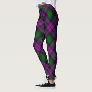 Modern Plaid Fuchsia Purple & Green Leggings
