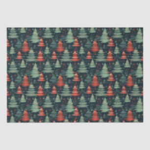 Modern Plaid Holiday christmas trees Tissue Paper