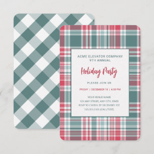 Modern Plaid Holiday Party Invitation