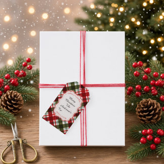 Modern Plaid Merry Christmas & Bible Verse Gift Tags