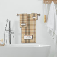 Modern Plaid Parchment Bath Towel Set