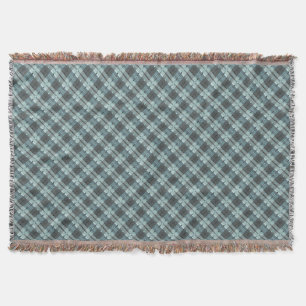 Modern Plaid Pattern in Teal and Grey Throw Blanket