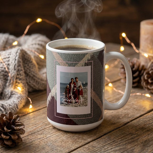 Modern Plaid Rustic Photo Christmas coffee mug (Creator Uploaded)