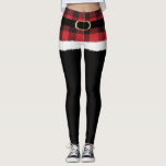Modern Plaid Santa Costume Cute Funny Christmas Leggings<br><div class="desc">These cute Christmas leggings are the perfect Santa costume for Christmas morning or holiday parties. Modern and trendy with buffalo plaid details and a fake gold belt they are both fun and stylish!</div>