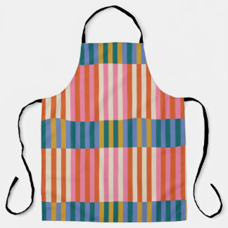 Modern Plaid Striped Orange, Pink, Blue, Green Apron