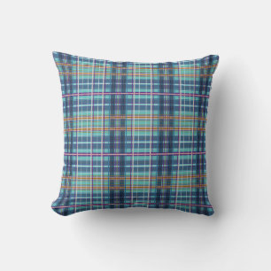 Modern Plaid Throw Pillow - Vibrant Colourful Tart