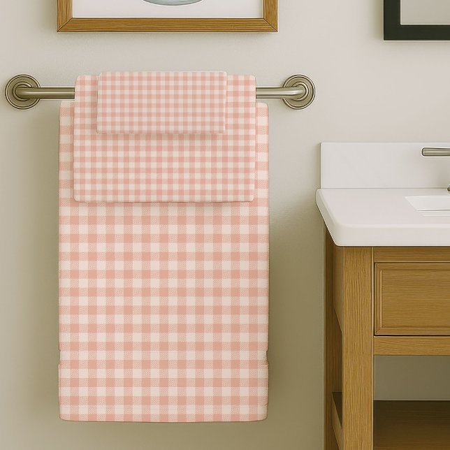 Modern Plaid Towels Coral Grey for Any Bath (Modern Plaid Towels Coral Grey for Any Bath)