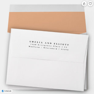 Modern Plain Apricot Return Address 5x7 Back Flap Envelope