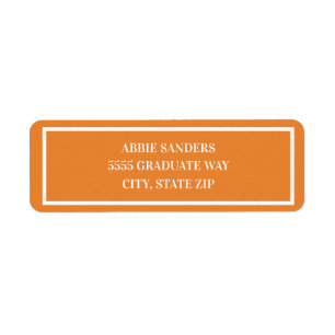 Modern Plain Basic Orange and White Return Address Label