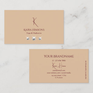 Modern Plain Beige with Monogram and Luxe Jewels Business Card