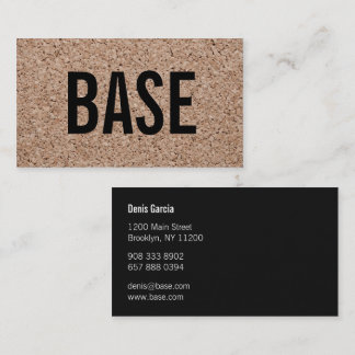 Modern plain black cool cork texture art minimal business card