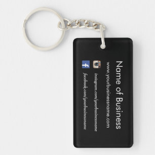 Modern Plain Black Social Media Websites Key Ring