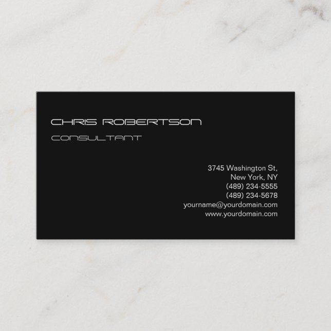 Modern Plain Black White Attractive Business Card (Front)