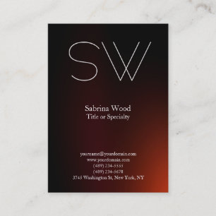 Modern plain brown red professional monogram business card