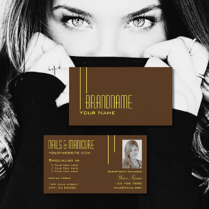 Modern Plain Brown Yellow with Photo Professional Business Card