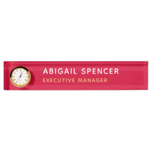 Modern Plain Classy Professional Cherry Red Nameplate