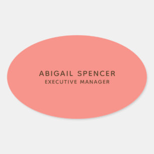 Modern Plain Classy Professional Coral Pink Oval Sticker