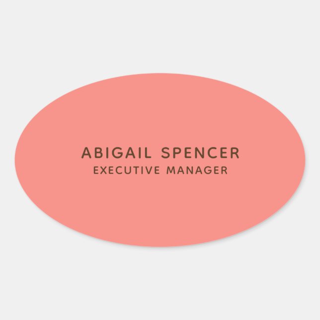 Modern Plain Classy Professional Coral Pink Oval Sticker (Front)