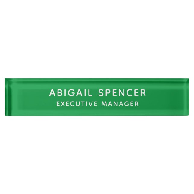 Modern Plain Classy Professional Kelly Green Nameplate (Front)