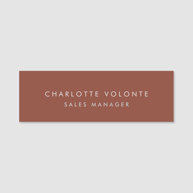 Modern Plain Custom Professional Name Position Name Tag (Front)