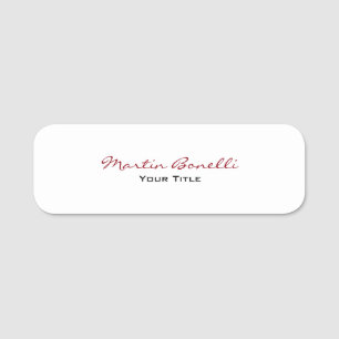Modern Plain Custom Professional Name Position Name Tag