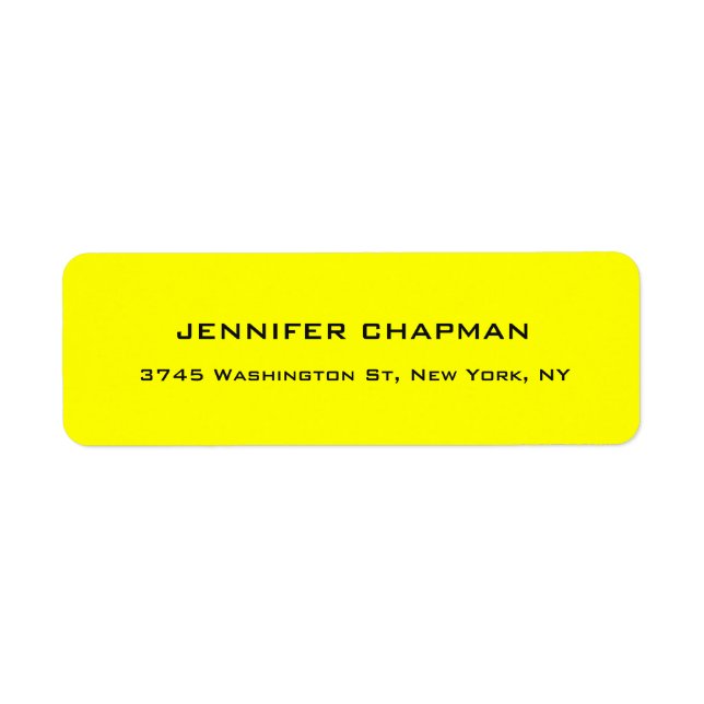 Modern Plain Elegant Professional Lemon Yellow Return Address Label (Front)