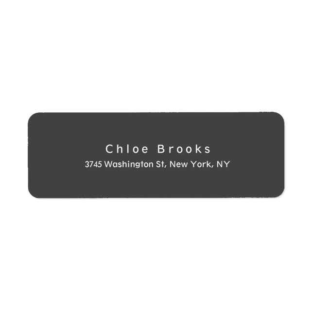 Modern Plain Elegant Unique Grey Colour Return Address Label (Front)
