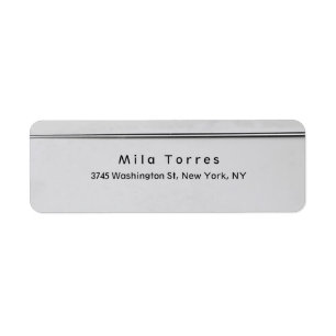 Modern Plain Elegant Unique Silver Grey Return Address Label