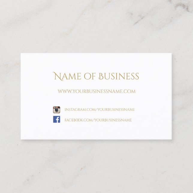 Modern Plain Gold Colour Text Social Media Website Business Card (Front)