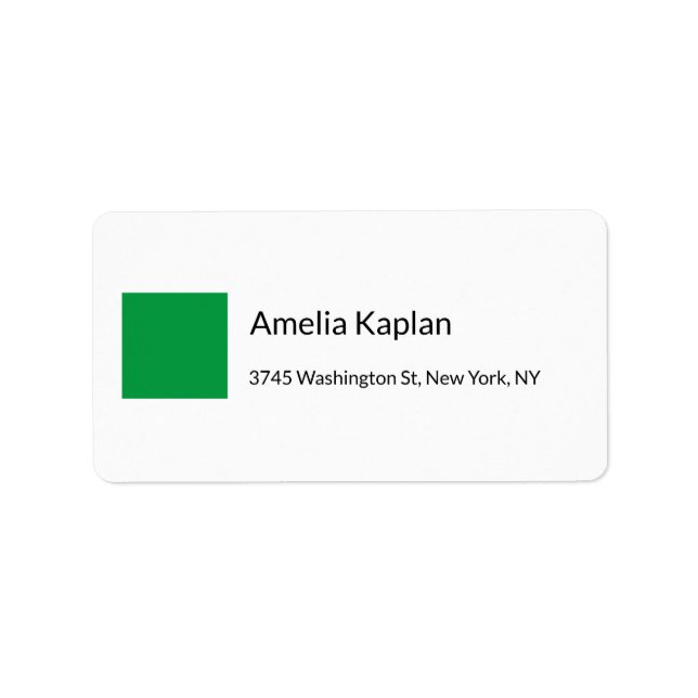 Modern Plain Green White Minimalist Professional Label (Front)