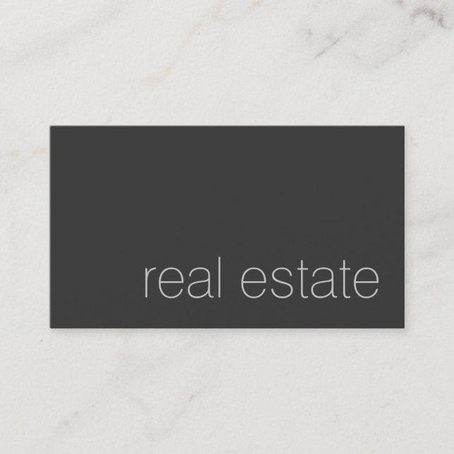 Modern Plain Grey Real Estate Agent Business Card (Front)