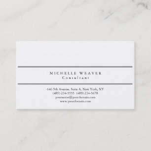 Modern Plain Grey White Simple Professional Business Card