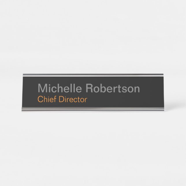 Modern Plain Minimalist Add Own Name Desk Name Plate (Front)