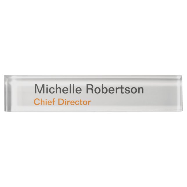Modern Plain Minimalist Add Own Name Nameplate (Front)