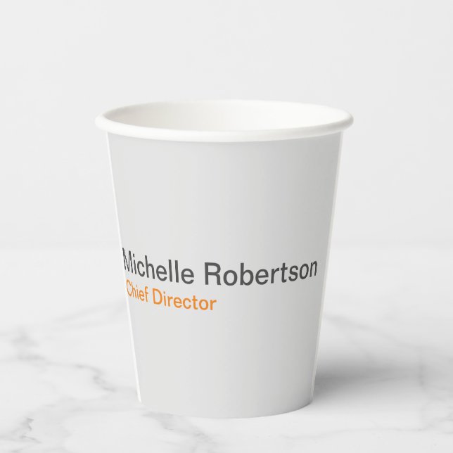 Modern Plain Minimalist Add Own Name Paper Cups (Front)