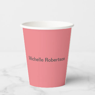 Modern Plain Minimalist Add Own Name Paper Cups