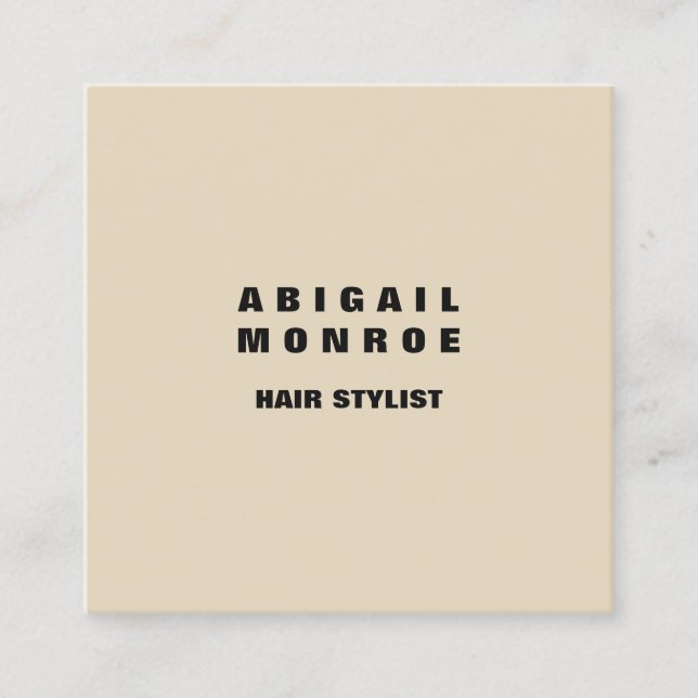 Modern Plain Minimalist Professional Beige Square Business Card (Front)