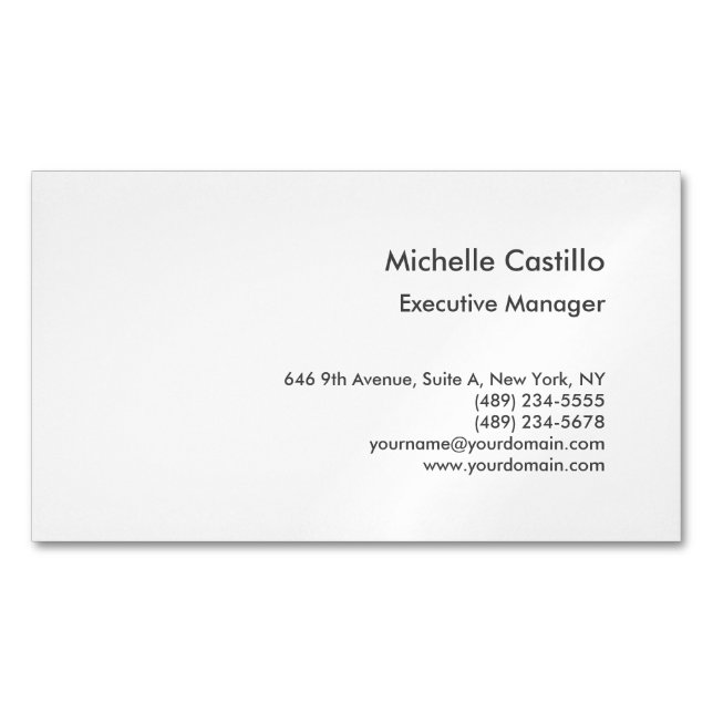 Modern Plain Professional Minimalist Magnetic Business Card (Front)