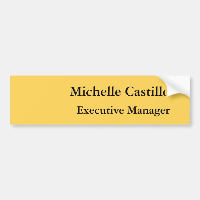 Modern Plain Professional Minimalist Yellow Bumper Sticker (Front)