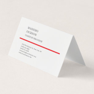 Modern Plain Simple Black Red White Minimalist Business Card