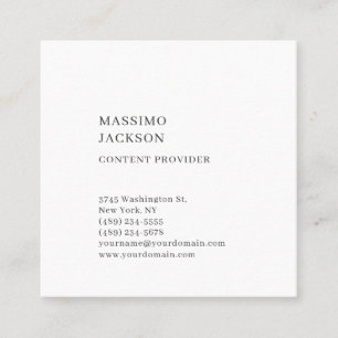 Modern Plain Simple Black White Minimalist Square Business Card