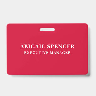 Modern Plain Simple Cherry Red Professional ID Badge