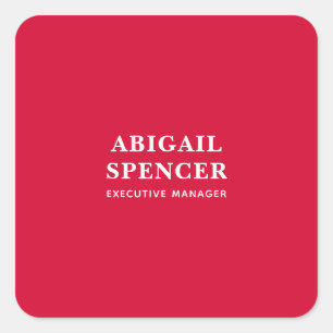 Modern Plain Simple Cherry Red Professional Square Sticker