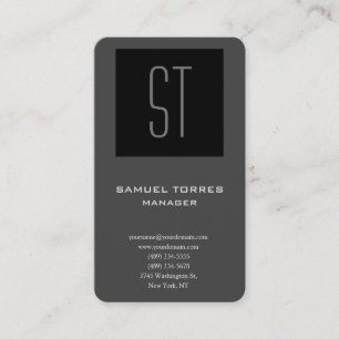 Modern plain simple creative monogram black grey business card