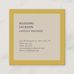 Modern Plain Simple Gold & Grey Color Minimalist Square Business Card