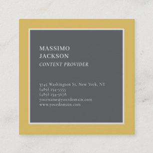 Modern Plain Simple Gold & Grey Color Minimalist Square Business Card
