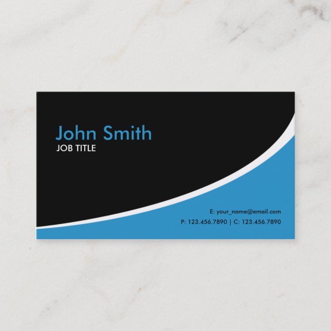Modern Plain Simple Hi Tech Blue Business Card (Front)