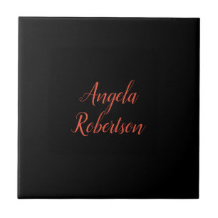 Modern plain simple minimalist add name ceramic tile